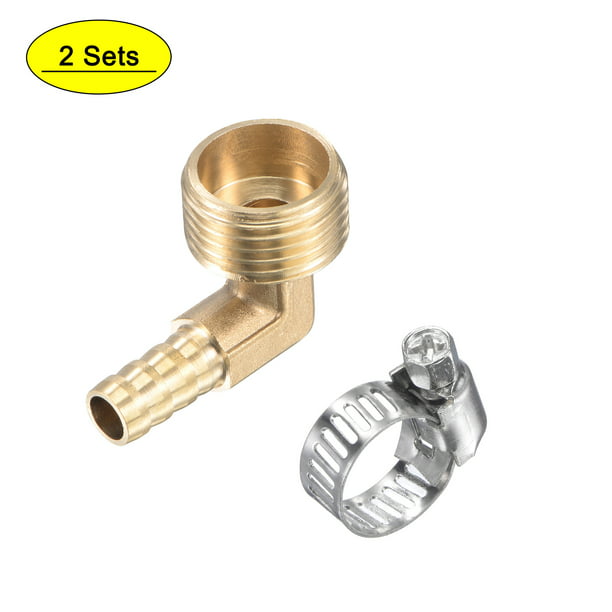 Male Thread Pipe Fitting x 12mm Barb Hose Tail Connector Brass 2pcs 3/8" 16.5mm